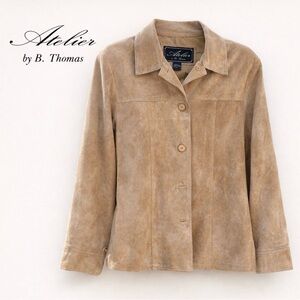 Atelier by B. Thomas Tan Suede Leather Jacket | Button Front | Size L